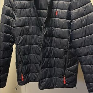 Polo by Ralph Lauren Black Puffer Jacket with Red Details
